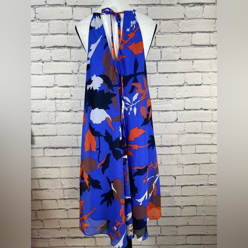 Rachel Roy Boho Geometric Blue Floral Halter High Low Dress size Medium - Picture 6 of 11